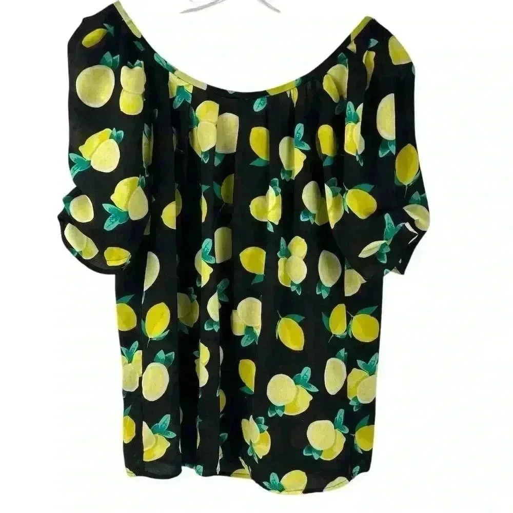 Cynthia Rowley Women's‎ Lemon Print Blouse Size S Multicolor Floral